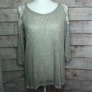 Charming Charlie lace cold shoulder sweater NWT